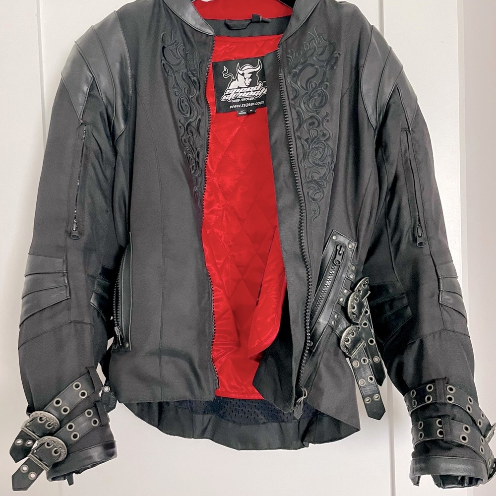 Speed And Strength embroidered Motorcycle Jacket with Buckles and Liner